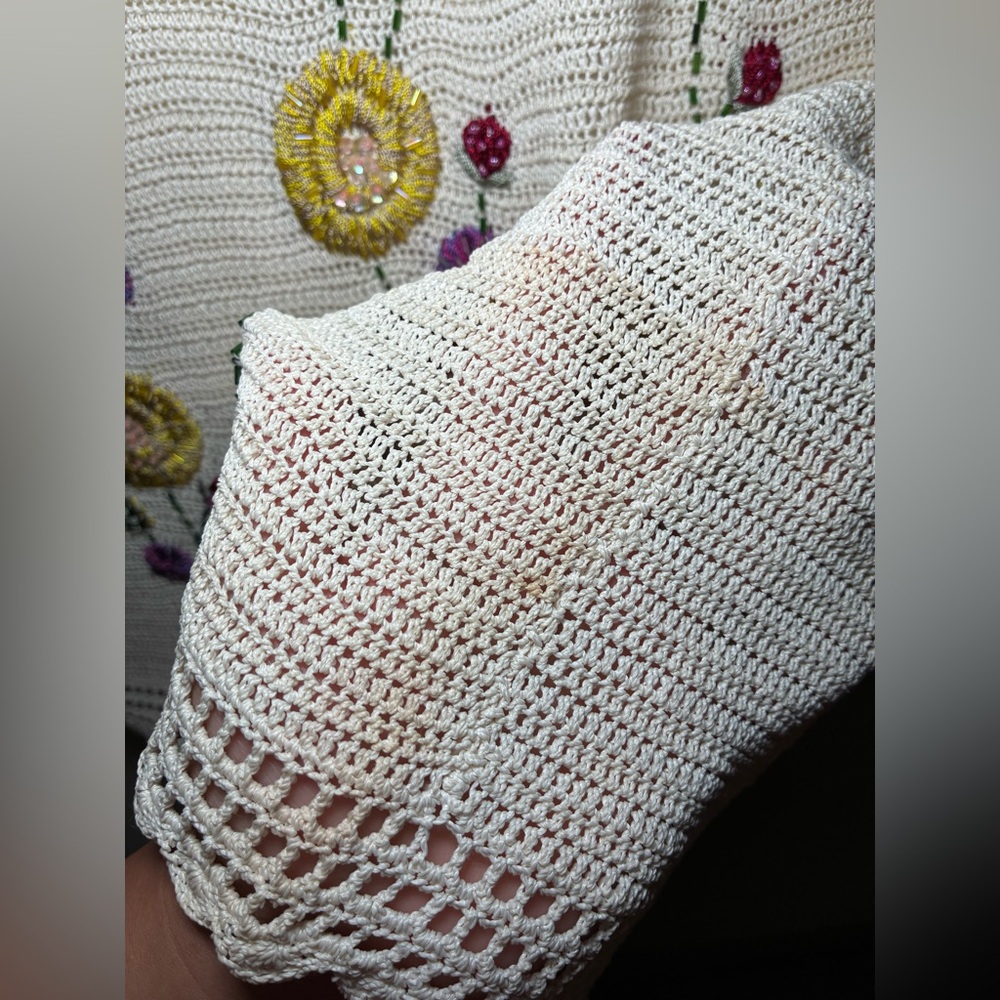 PAPELL BOUTIQUE EVENING Large ivory crochet beaded 2 pieces outfit - Picture 14 of 16